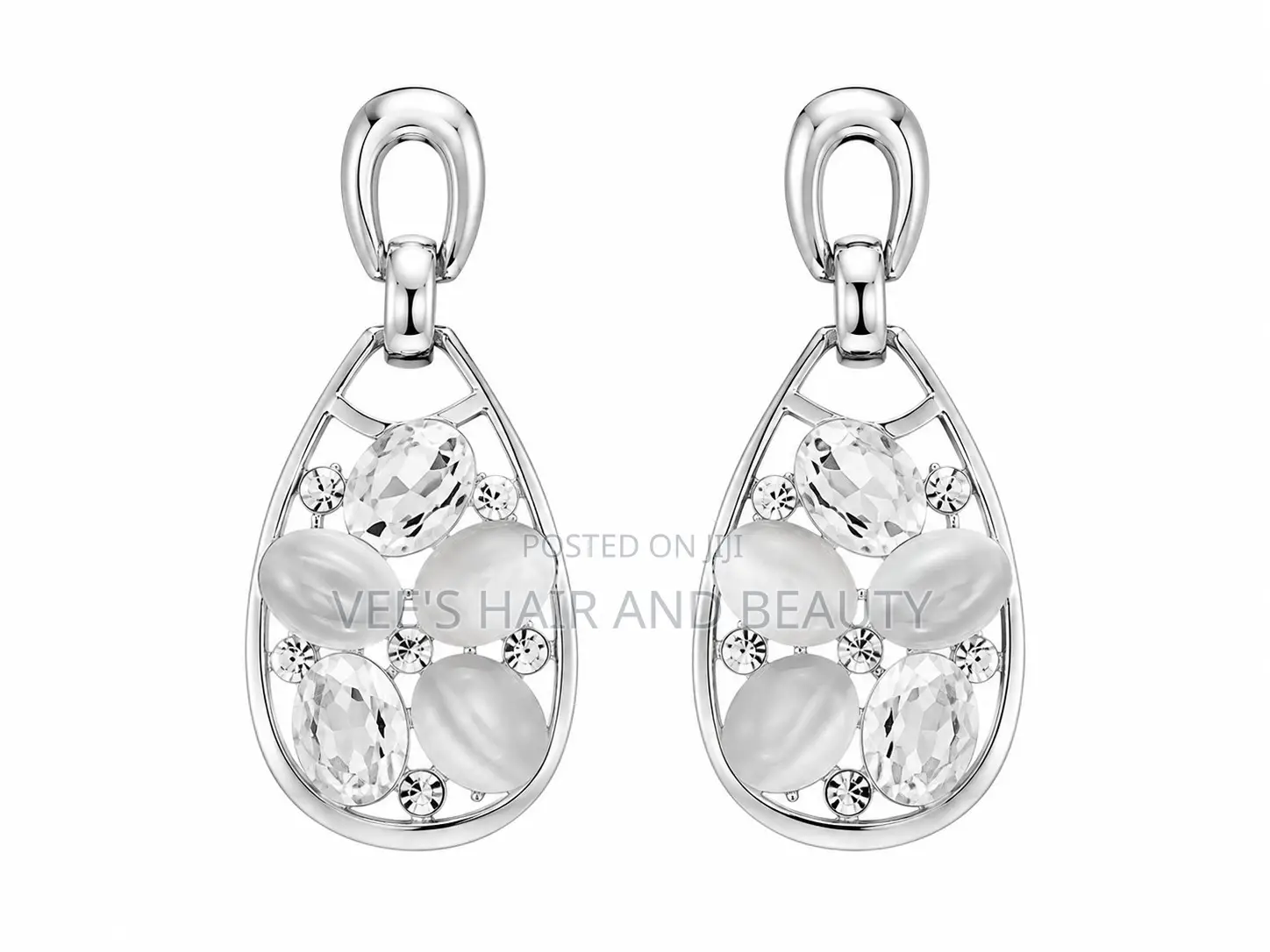 Silver Crystal Teardrop | Elegant Statement Earrings | Women Jewelry