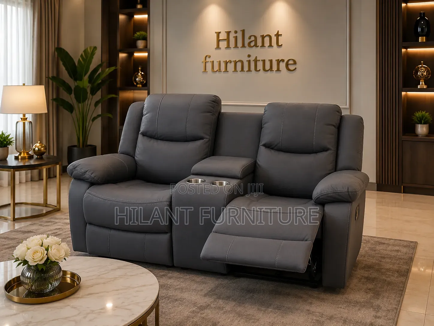 Gray 2 Seater Imported Recliner Sofa