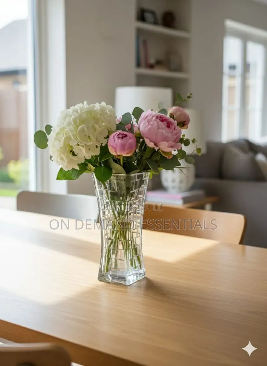 Glass Vase Square Checked Heavy Clear