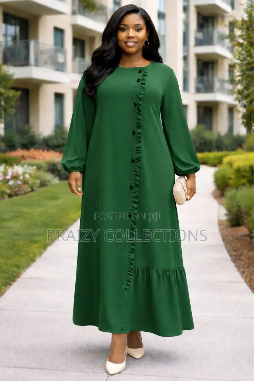 Elegant Ruffle Front Maxi Dress