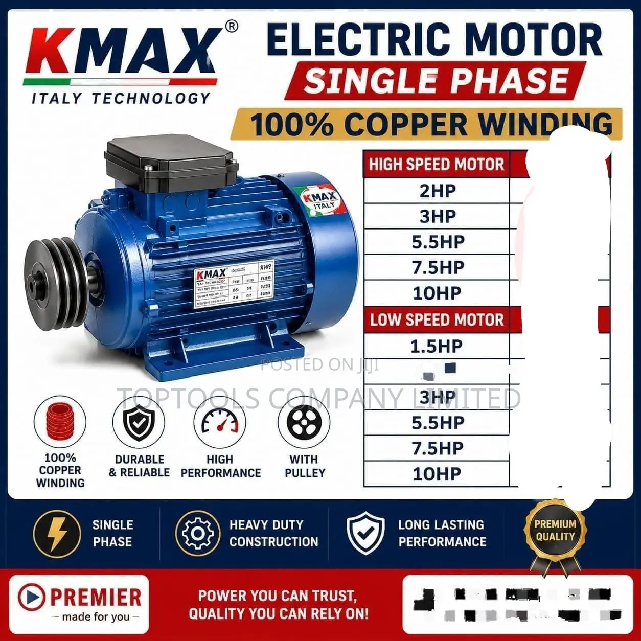 10hp Single Phase High Speed Copper Motor