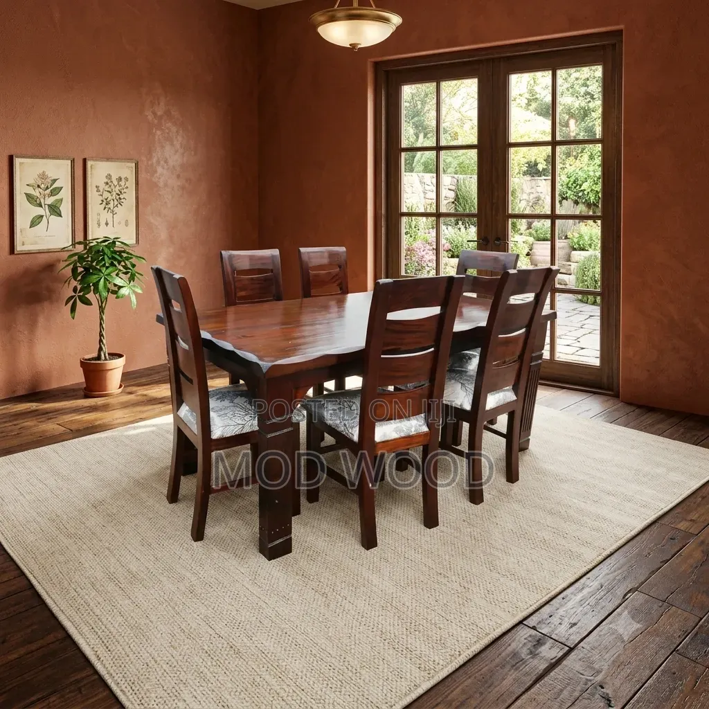 Contemporary Six-Seater Wood Dining Set