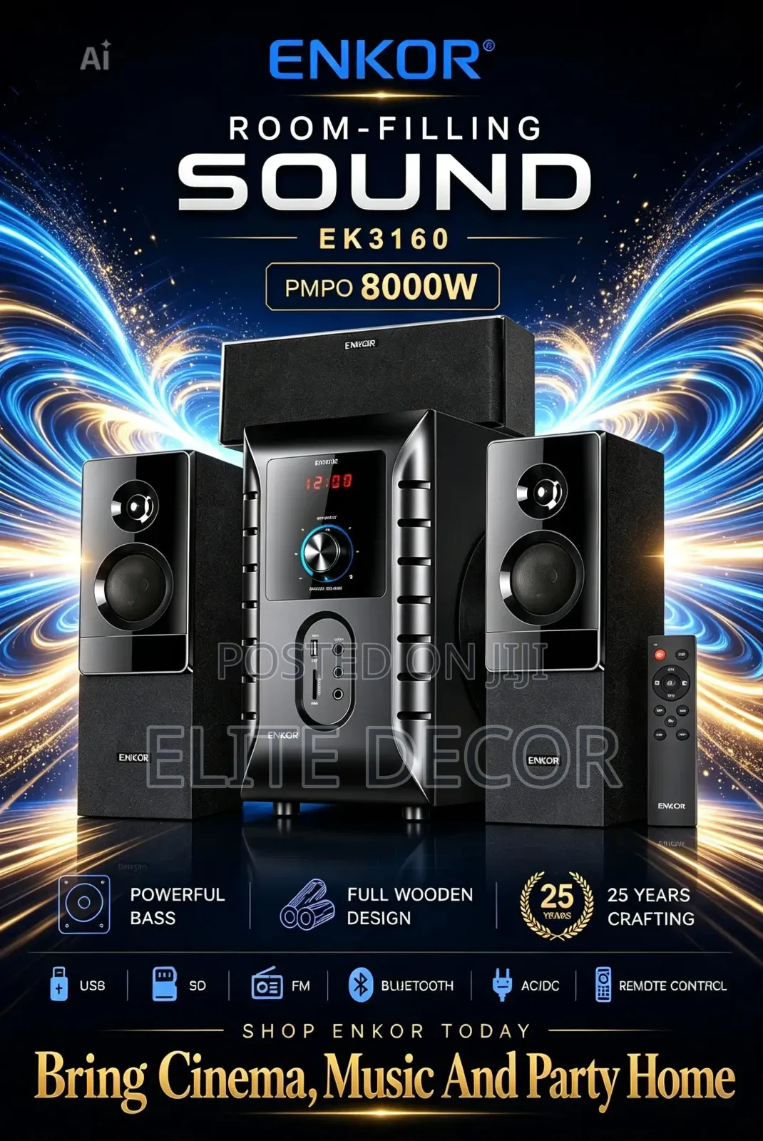 Enkor EK3160 3.1 Channel Multimedia Speaker System