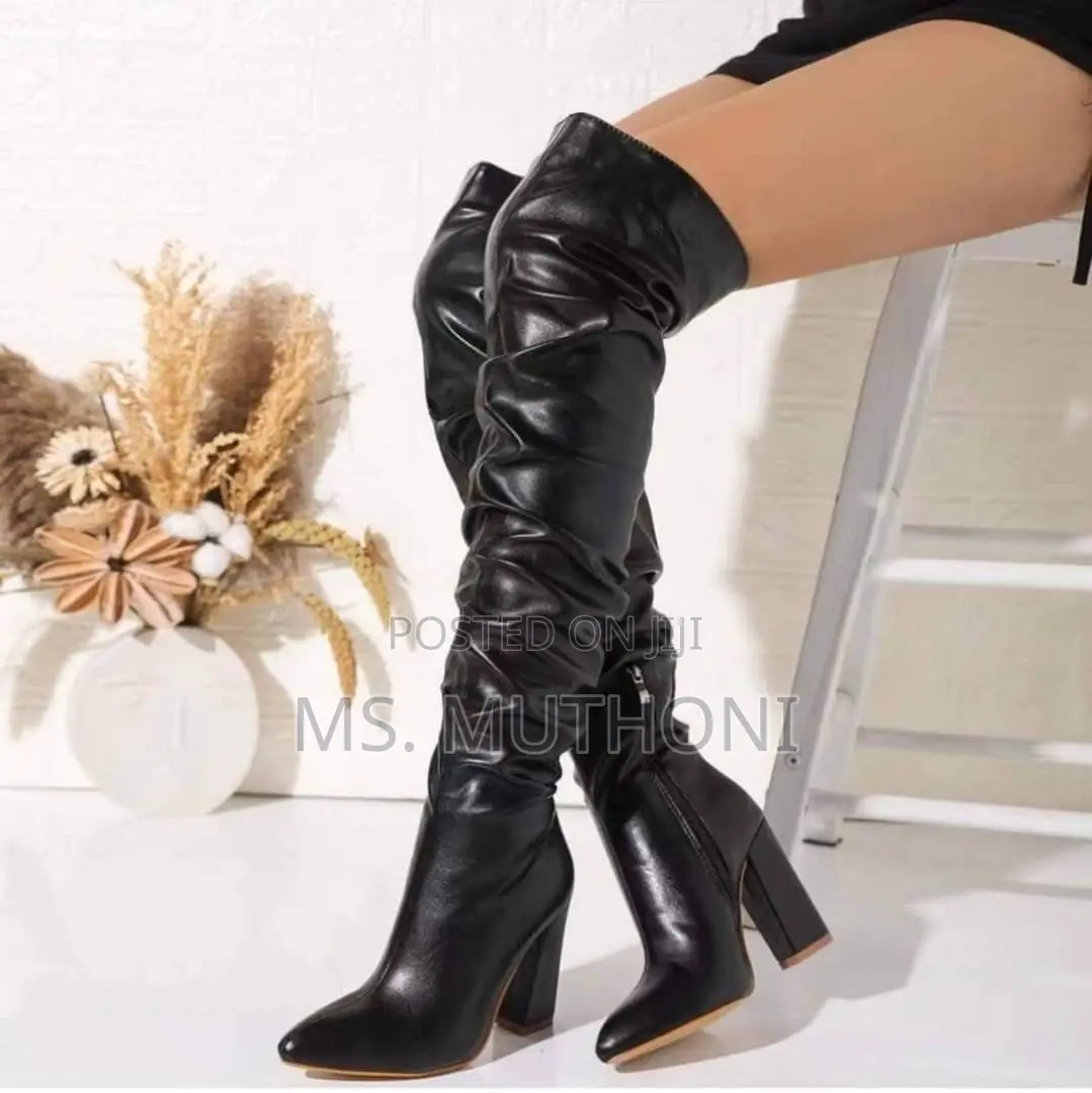 Premium Ruched 3 Inch Thigh-High Boots Size 37-42