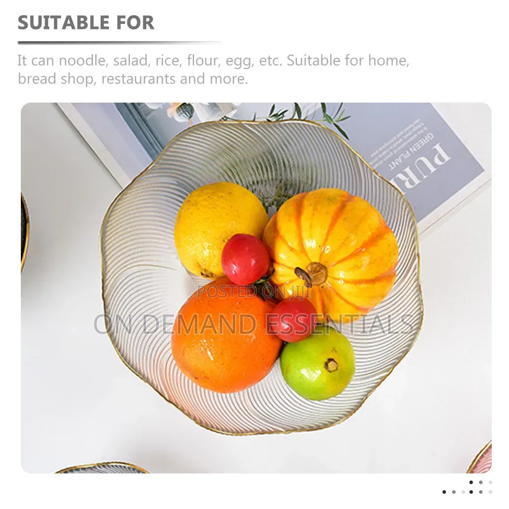 *Gold Rim Glass Salad Bowl Set Mixing Serving Bowl