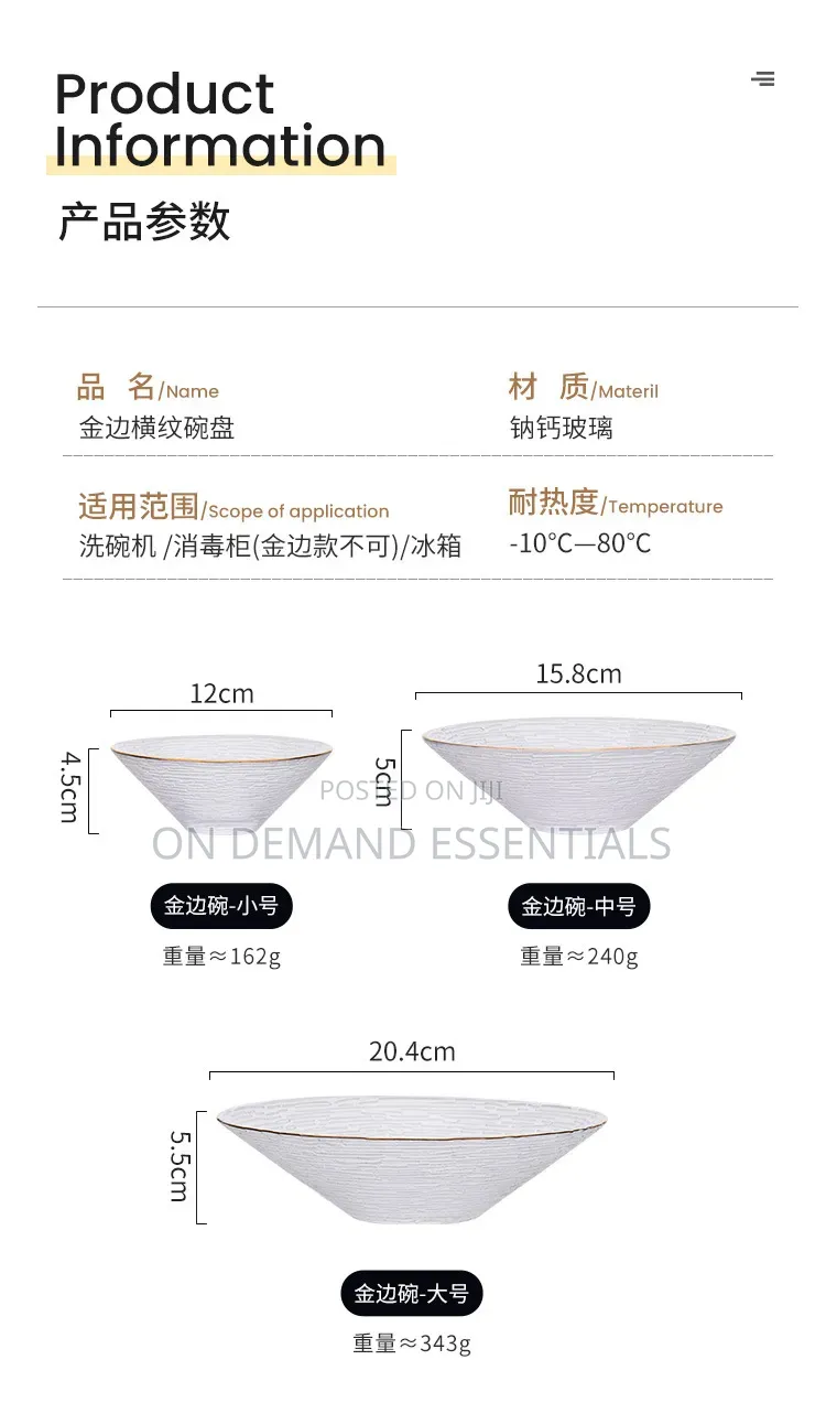 3pc Set Transparent Glass Plate