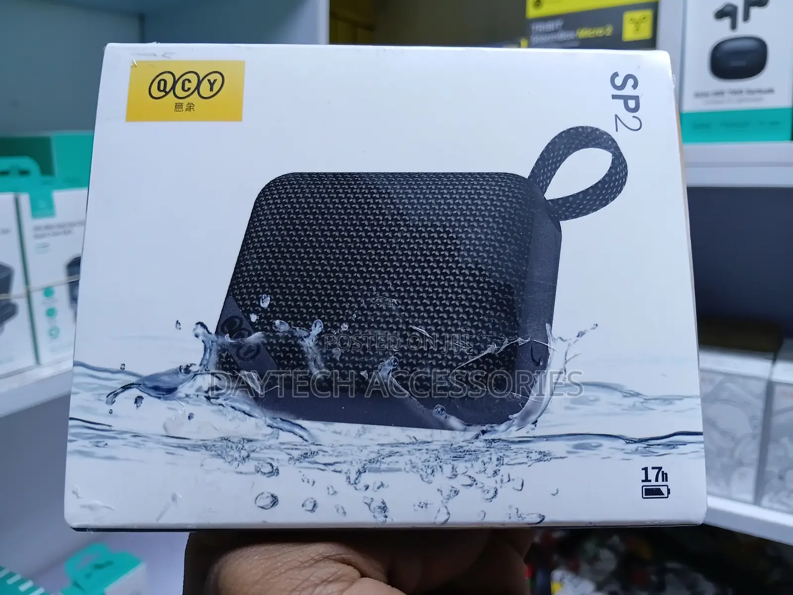 QCY SP2 Portable Bluetooth Speaker in Black.