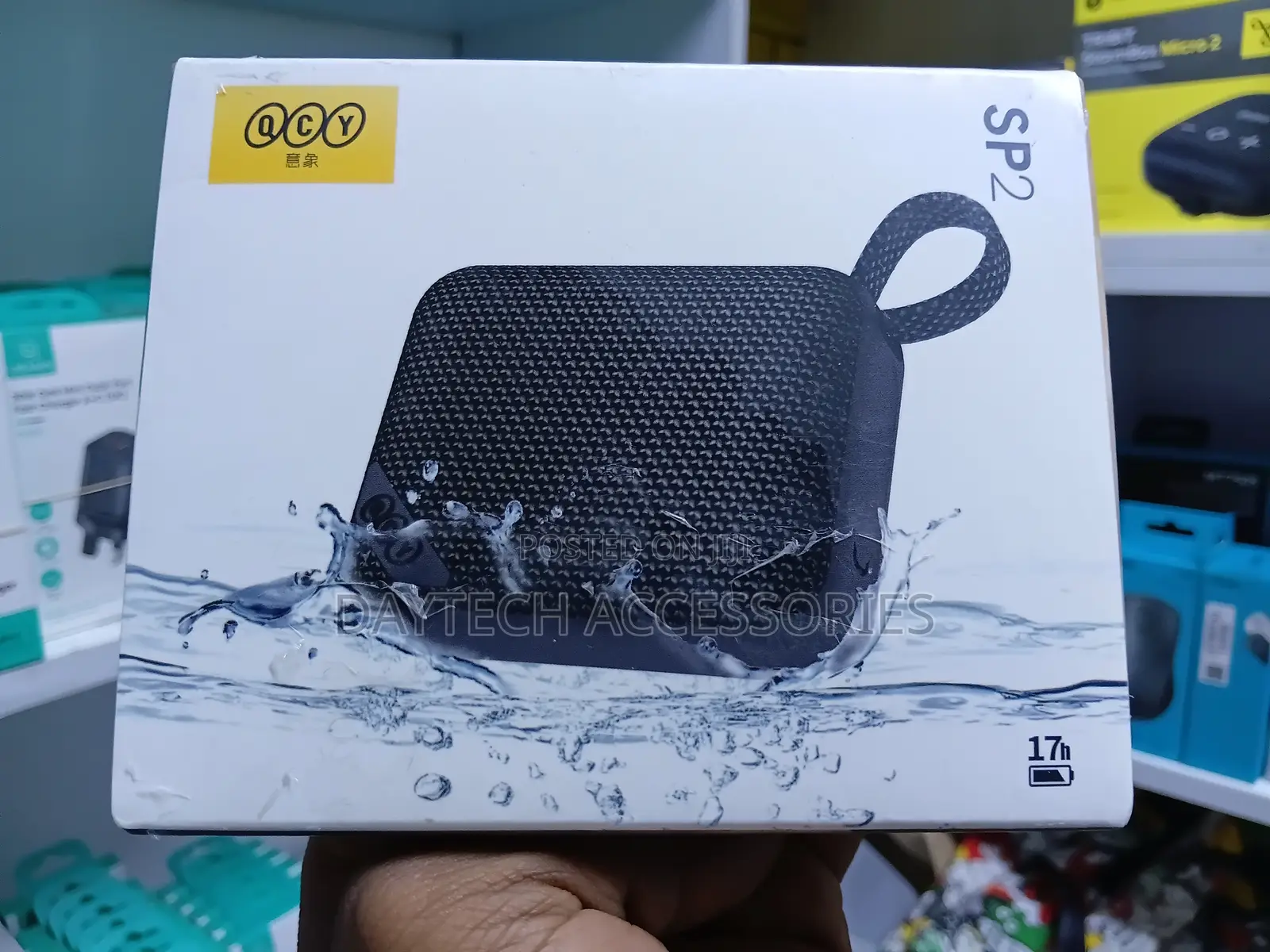QCY SP2 Portable Bluetooth Speaker in Black.