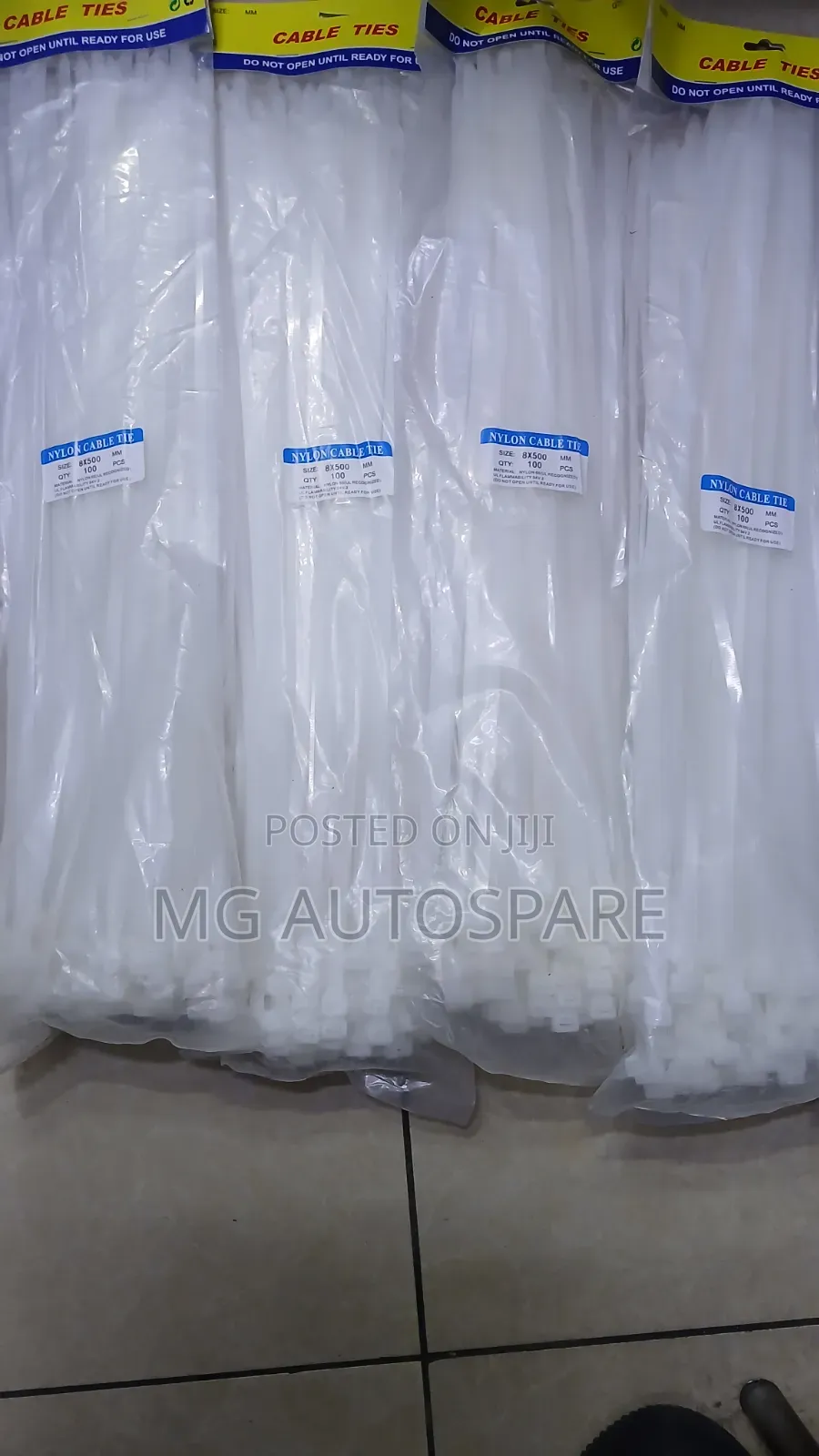 White Cable Tie Wraps 8 × 500 Mm 100pcs