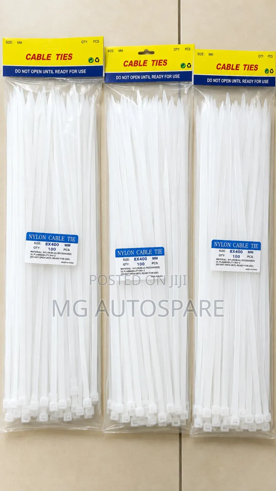 White Cable Tie Wraps 8 × 400 Mm
