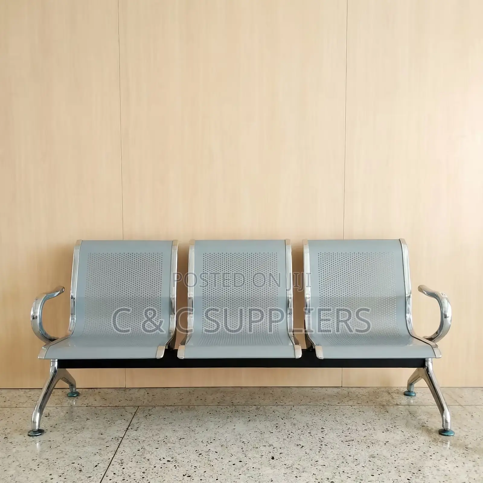 3-Seater Metallic Airport Bench