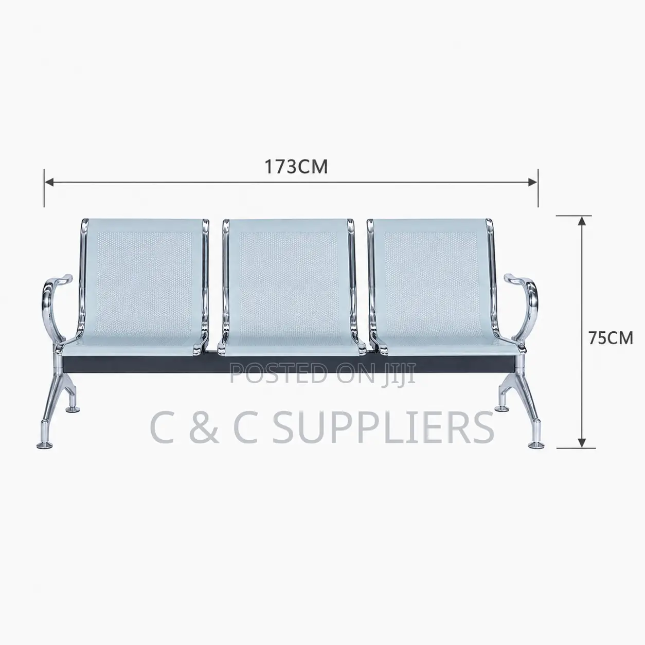 3-Seater Metallic Airport Bench