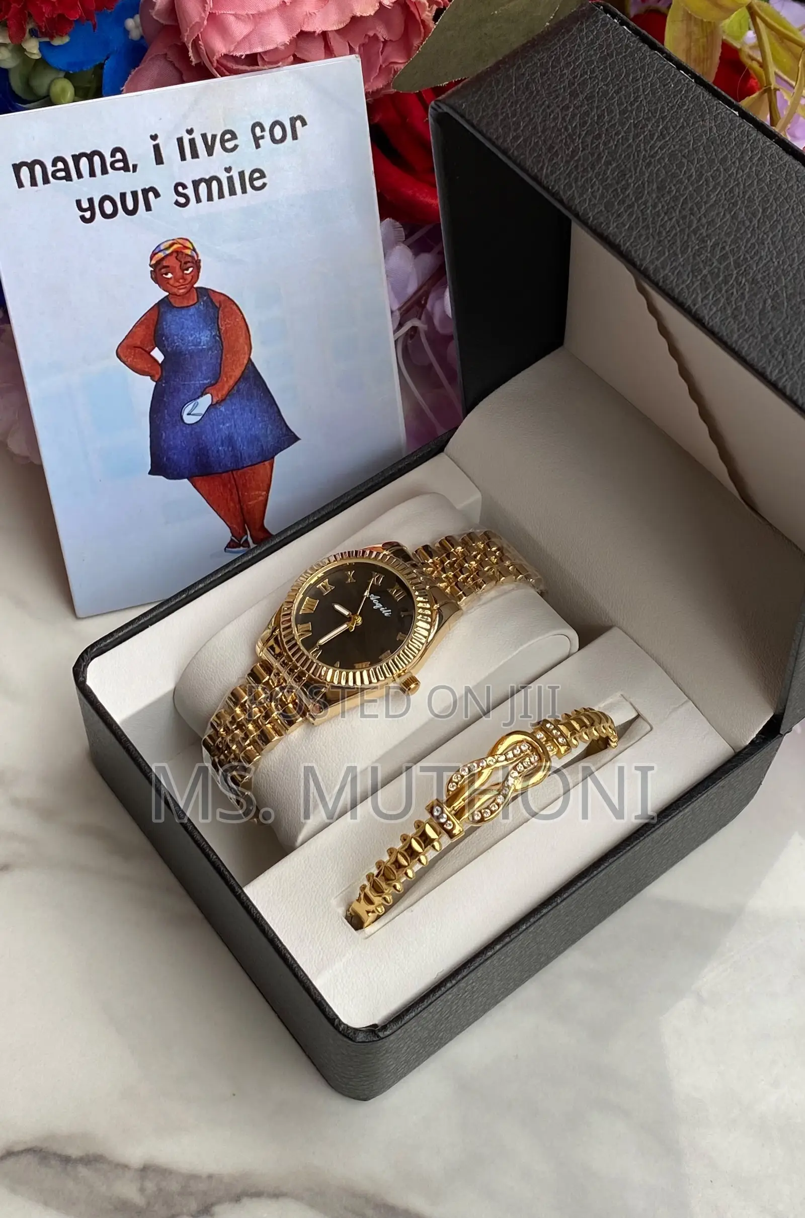 Ladies Curated Watch and Bracelet Gift Set Boxed With a Card.