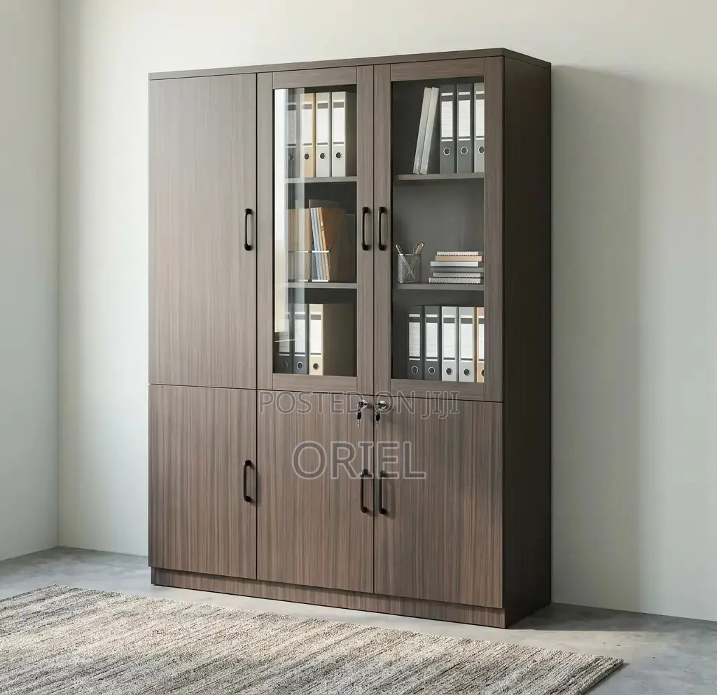 Office Cabinet : 3-Door Wooden Filing Cabinet
