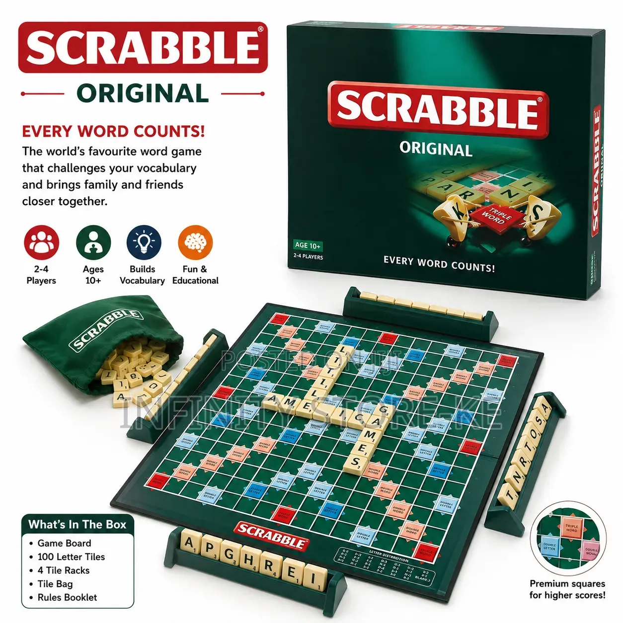 Classic Scrabble Original Board Game – Family Word Puzzle Game