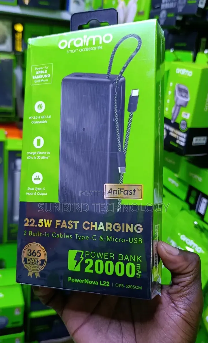 Oraimo 22.5w 20,000mah Powernova L22 Opw-5205cm Powerbank