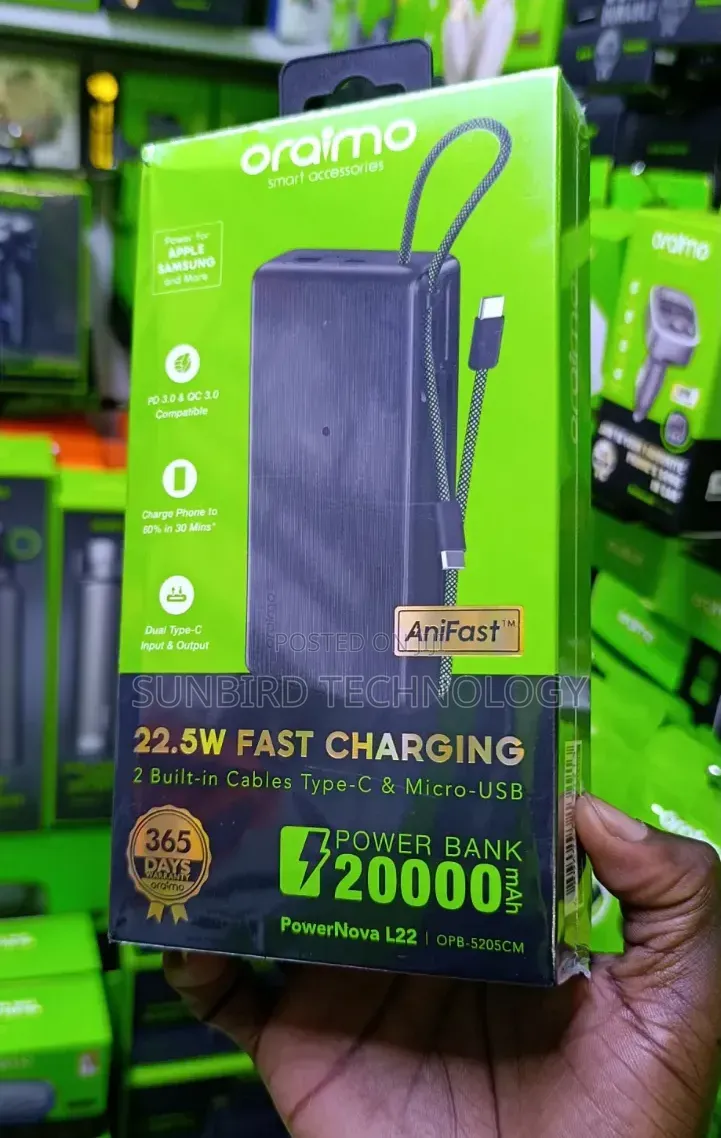 Oraimo 22.5w 20,000mah Powernova L22 Opw-5205cm Powerbank