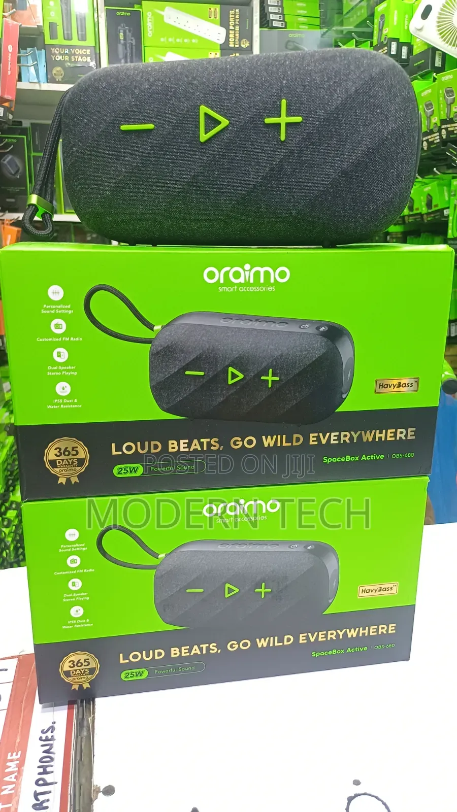 Oraimo SpaceBox Active 25W Speaker – FM Radio, Memory Card