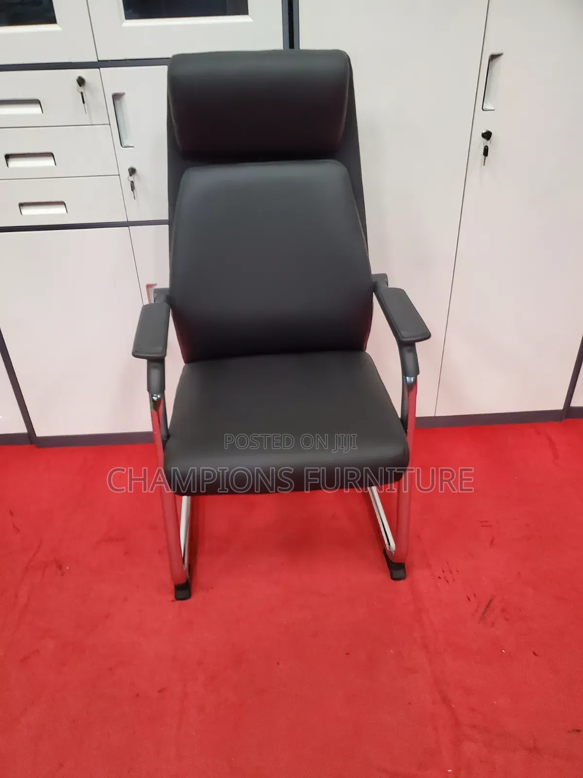Executive Leather Cantilever Chair With Headrest