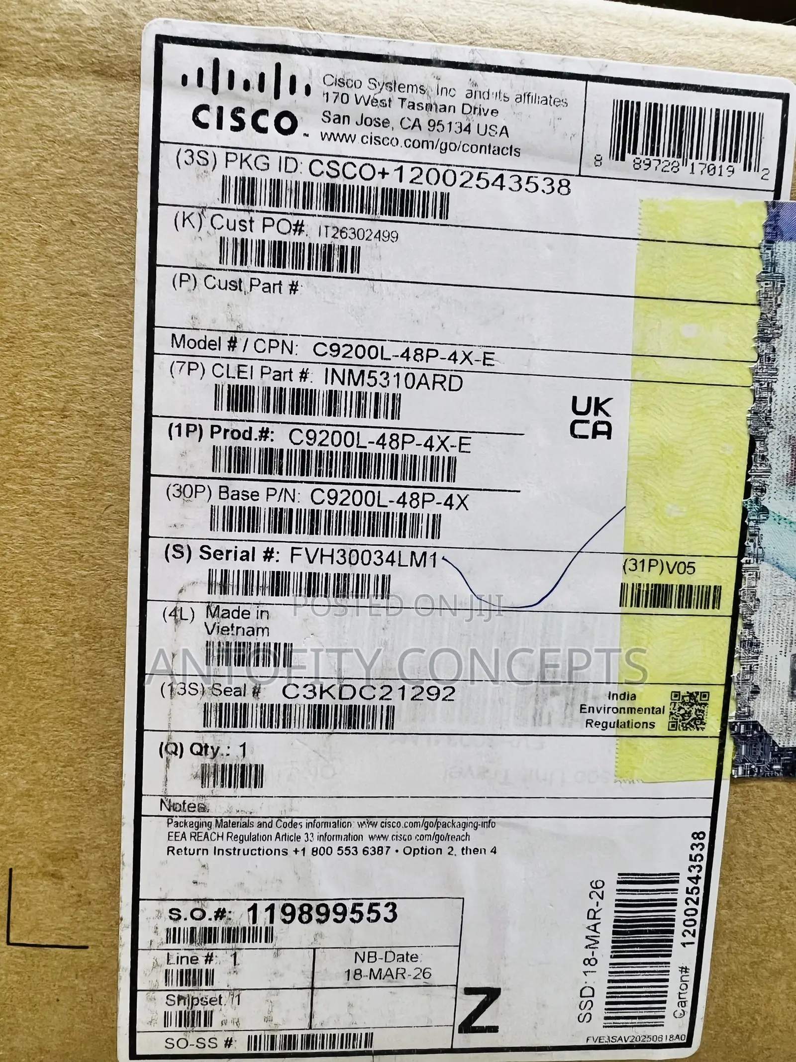 C9200l-48p-4x-E Cisco Catalyst 9200L Switch, 48 PoE+ Ports 4x10G SFP