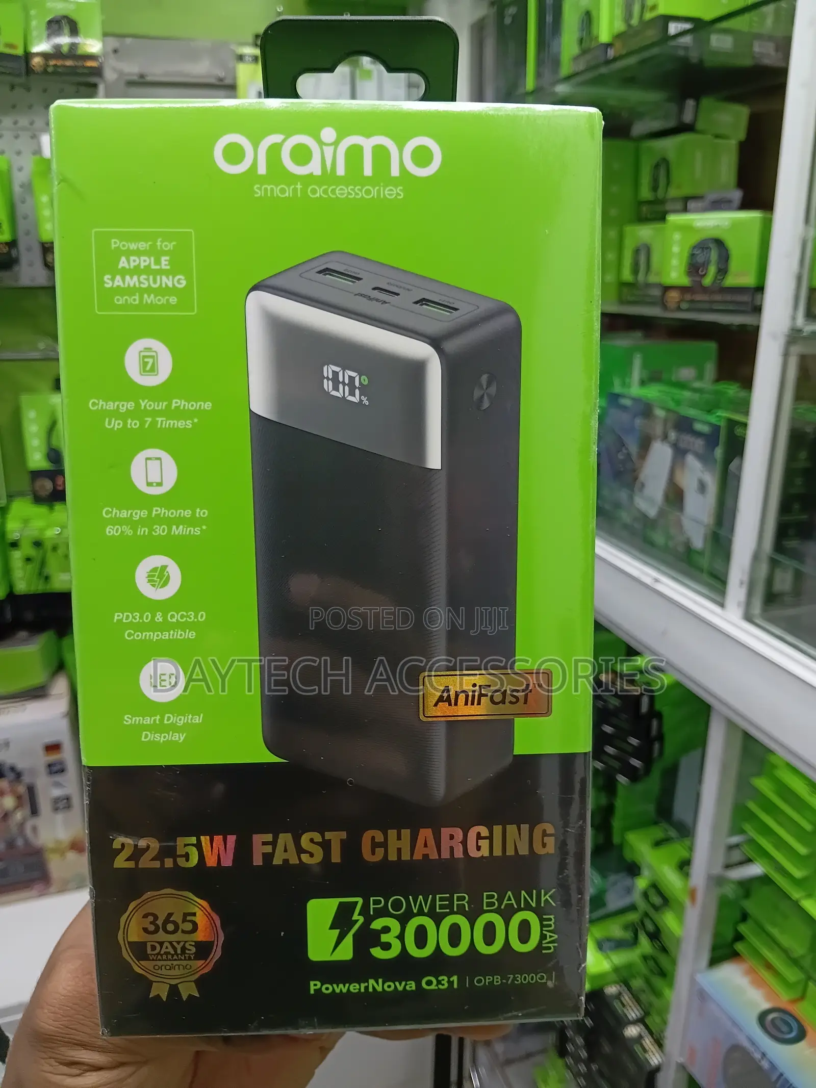 Oraimo Original 30000mAh 22.5W Fast Charging Power Bank.