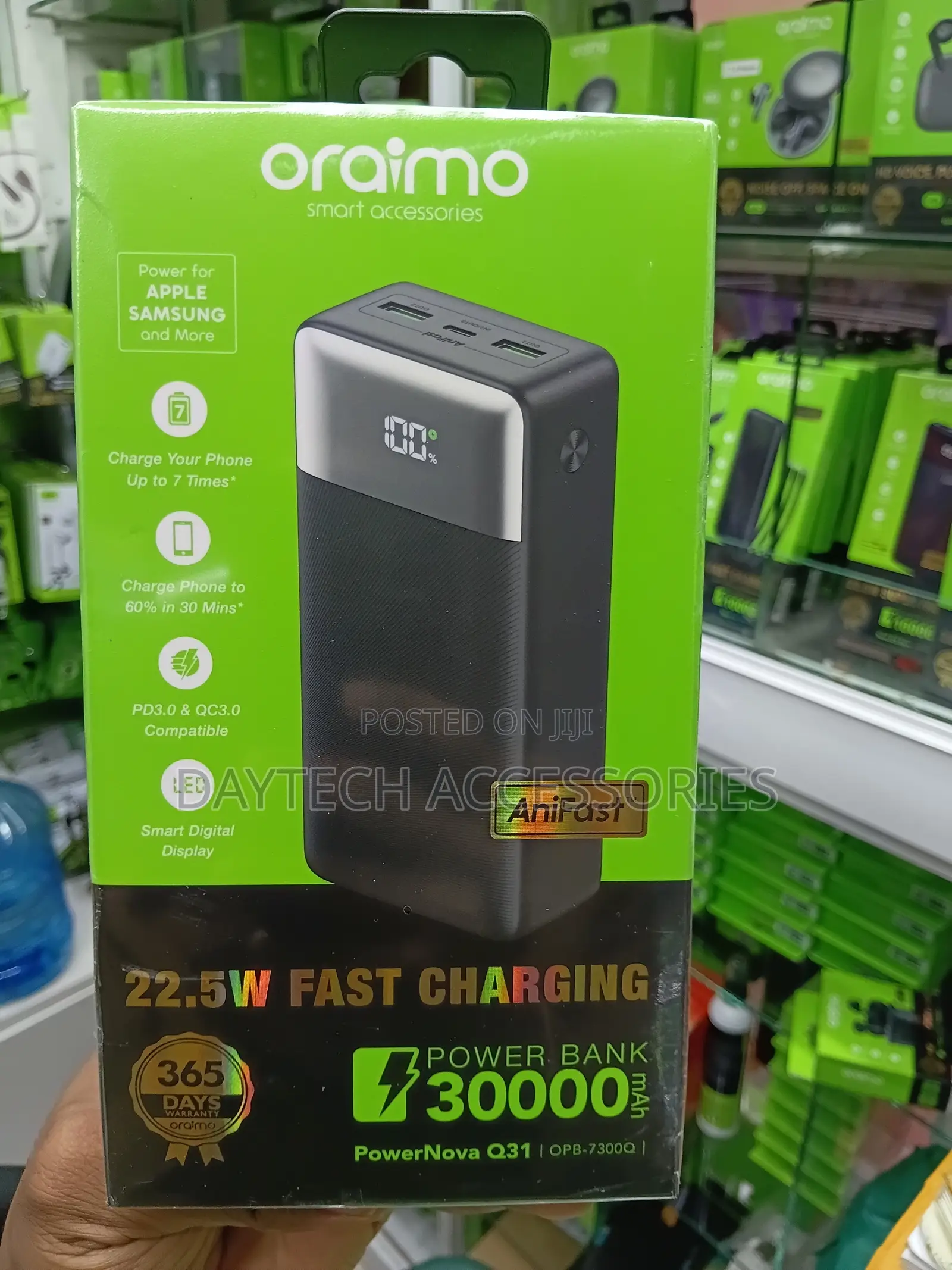 Oraimo Original 30000mAh 22.5W Fast Charging Power Bank.