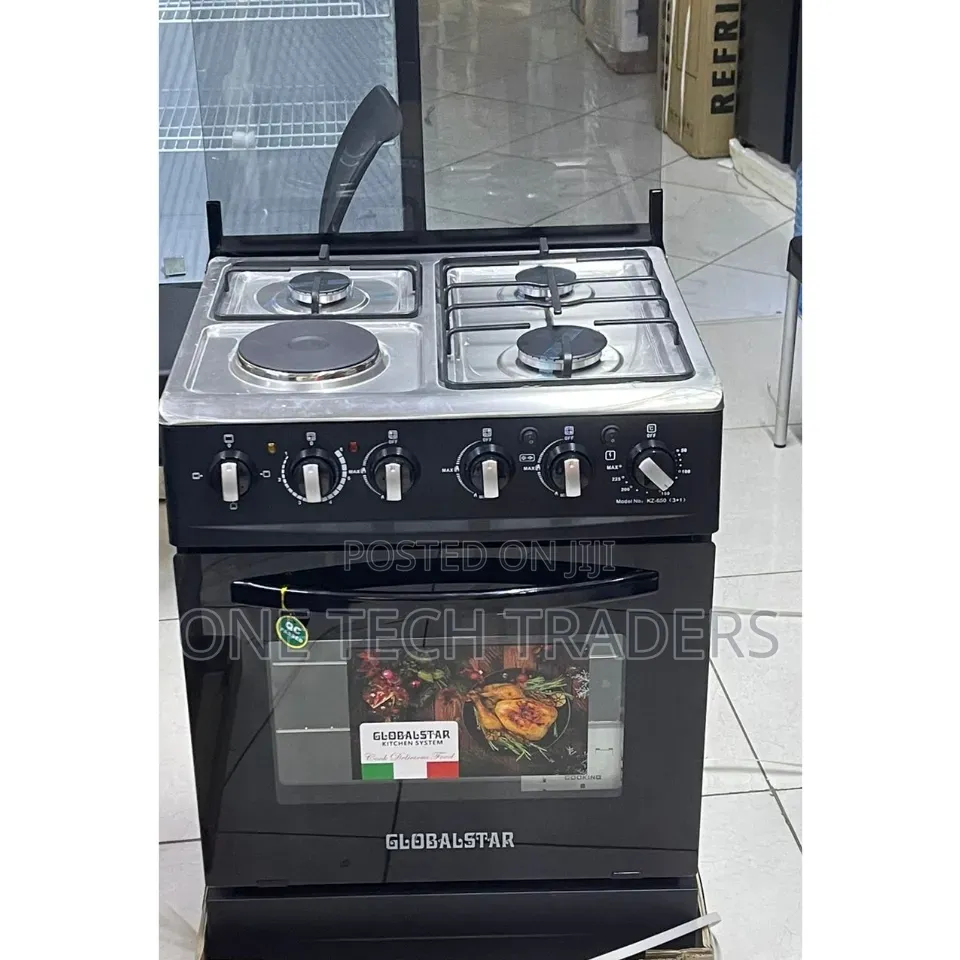 Black 60*60 Globalstar  JET 3+1 Standing Cooker With Electric Oven