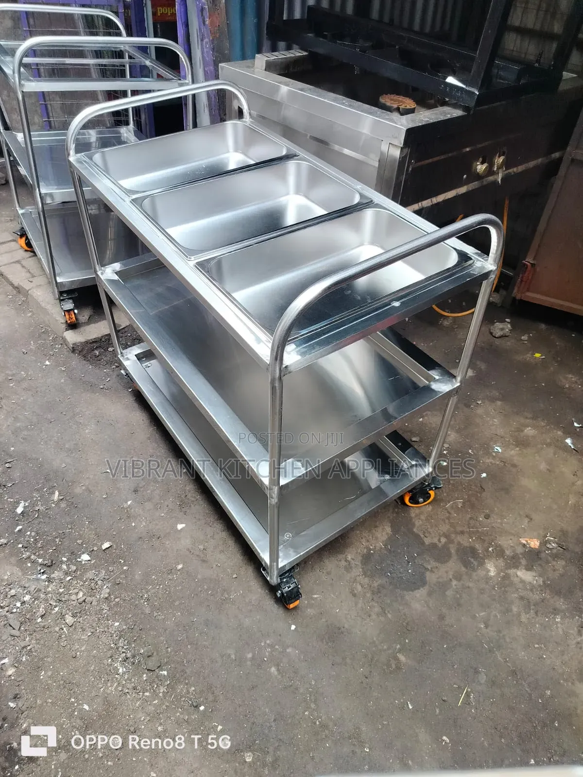 3-Bowl Stainless Steel Medical Trolley