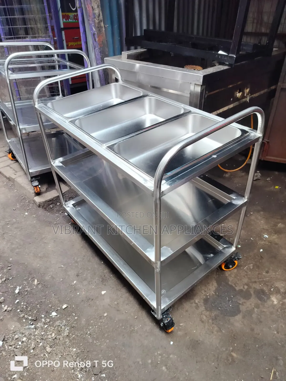 3-Bowl Stainless Steel Medical Trolley