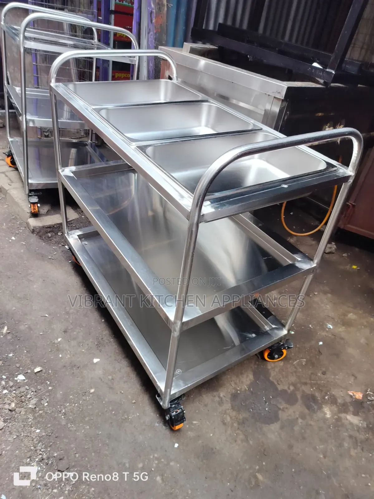 3-Bowl Stainless Steel Medical Trolley
