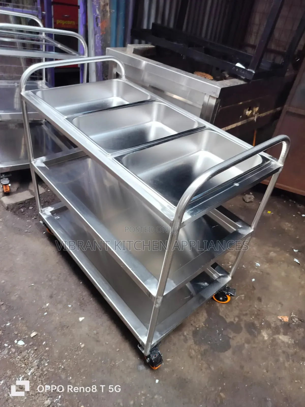 3-Bowl Stainless Steel Medical Trolley
