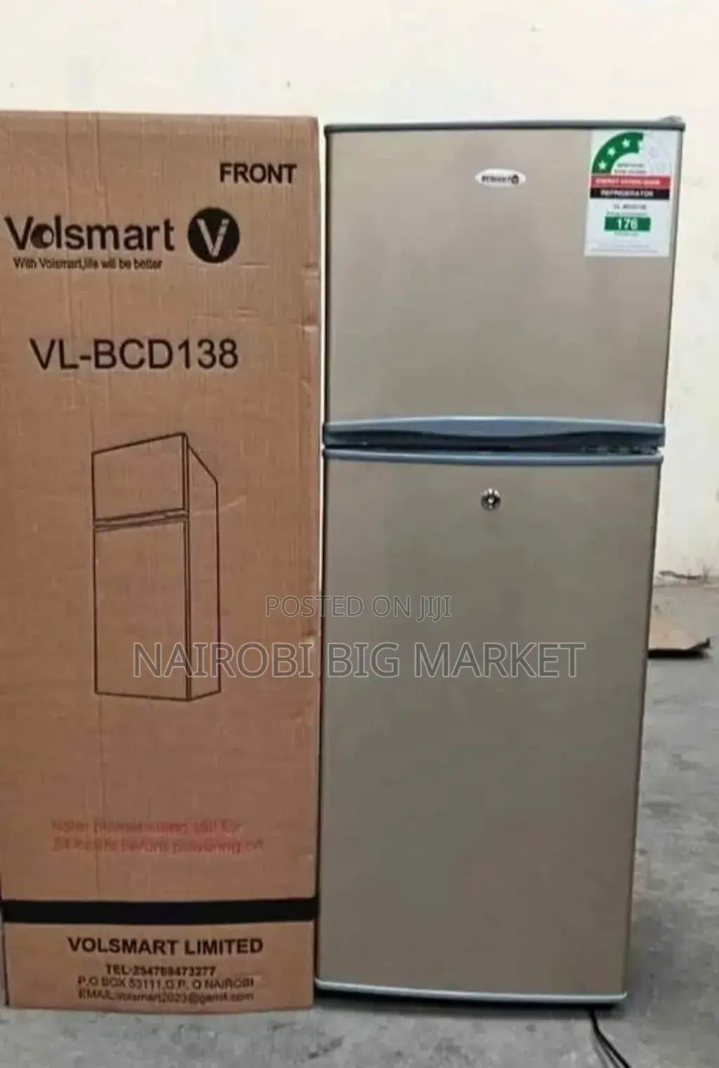 138 Litres Volsmart Fridge With Adjustable Glass Shelves