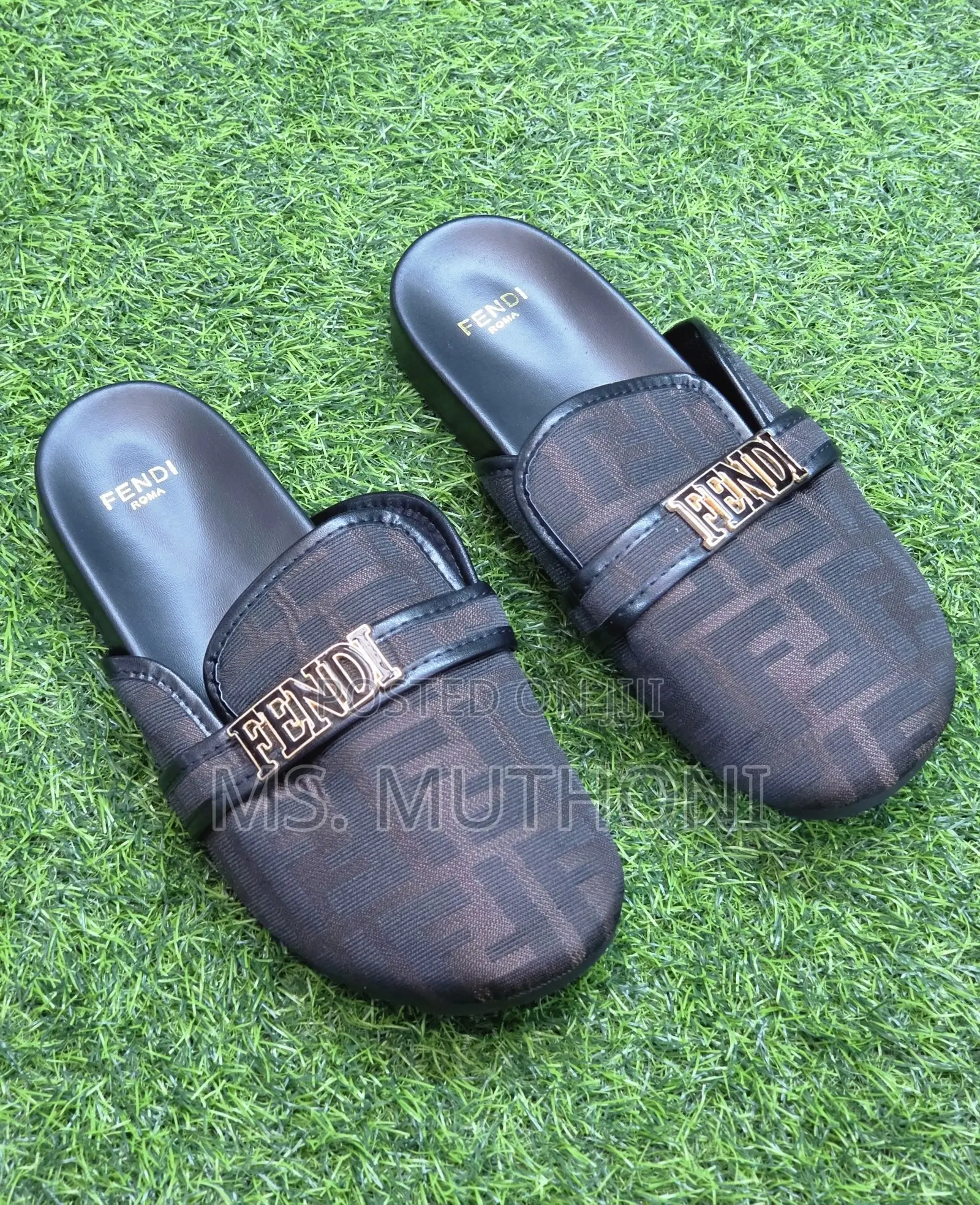 Premium Fendi Roma Jacquard Monogram Slides, Sizes: 37,38,39,40,41