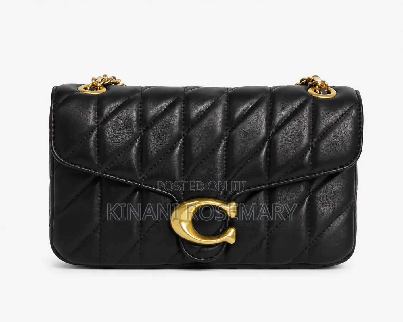 Quilted Chain Shoulder Crossbody Handbag – Black With Red Lip Print