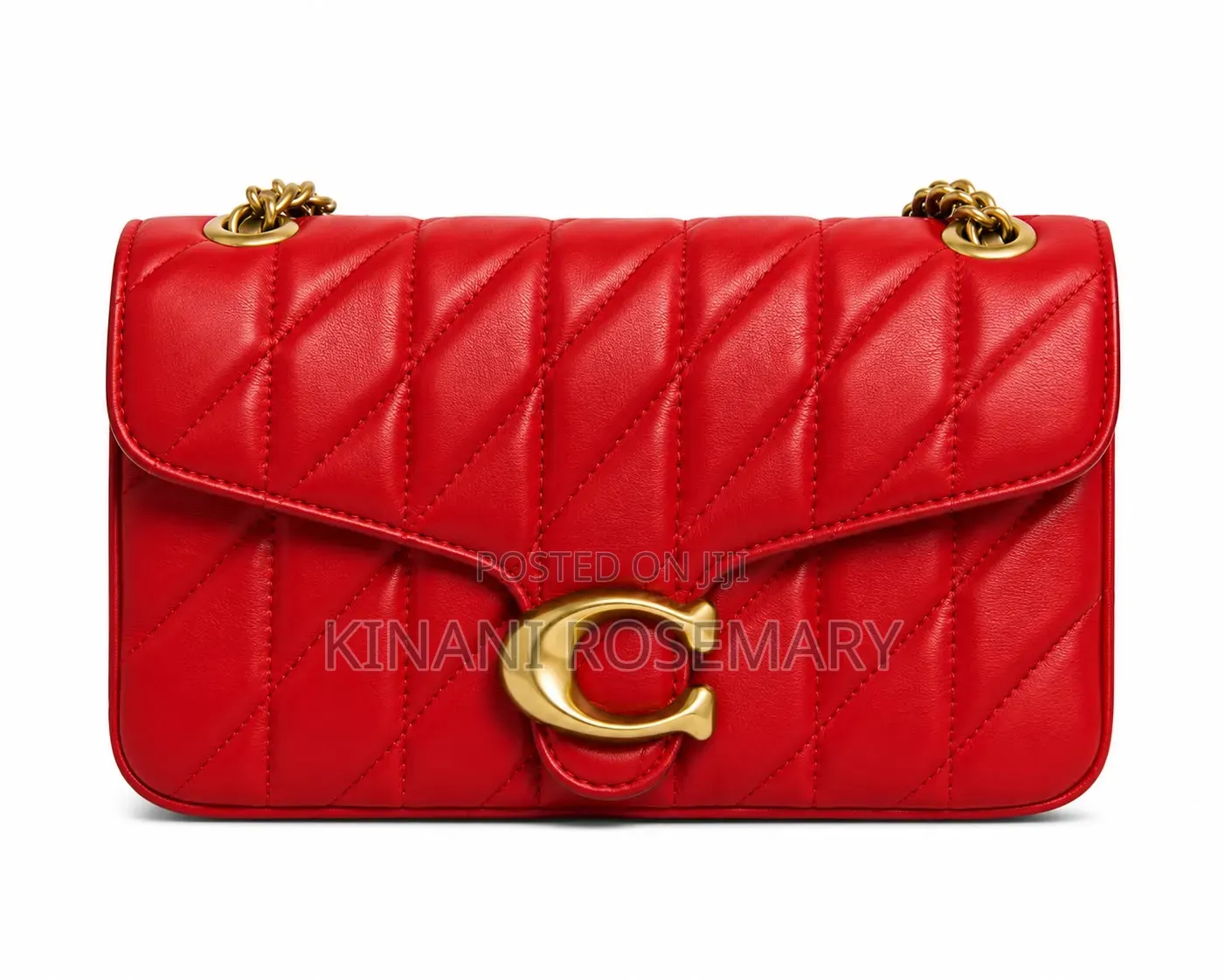 Quilted Chain Shoulder Crossbody Handbag – Black With Red Lip Print
