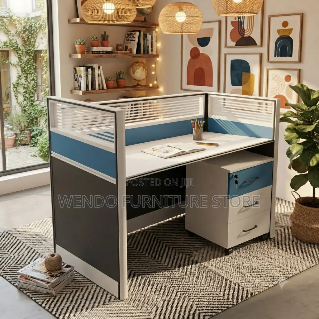 Office Workstation; Single User Blue Open Working Station