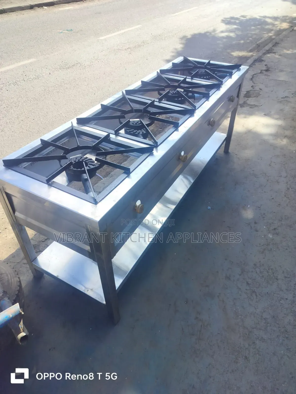 Stainless Steel Four-Burner Commercial Cooker