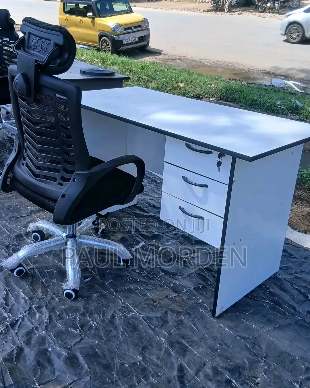 White Desk 1.2m+headrest Office Chair 12,500/=