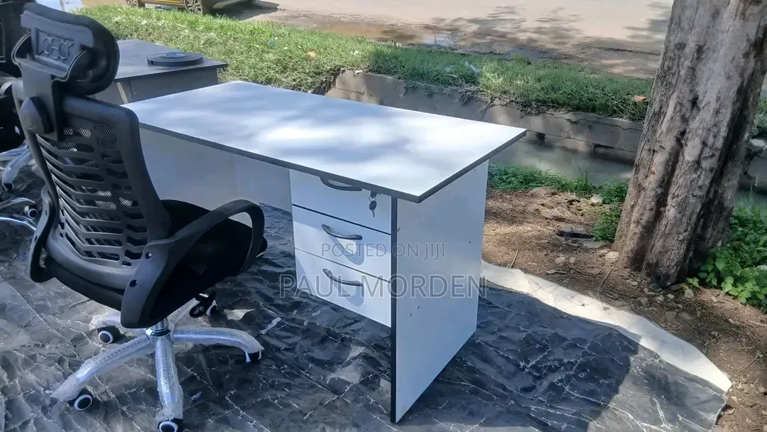 White Desk 1.2m+headrest Office Chair 12,500/=
