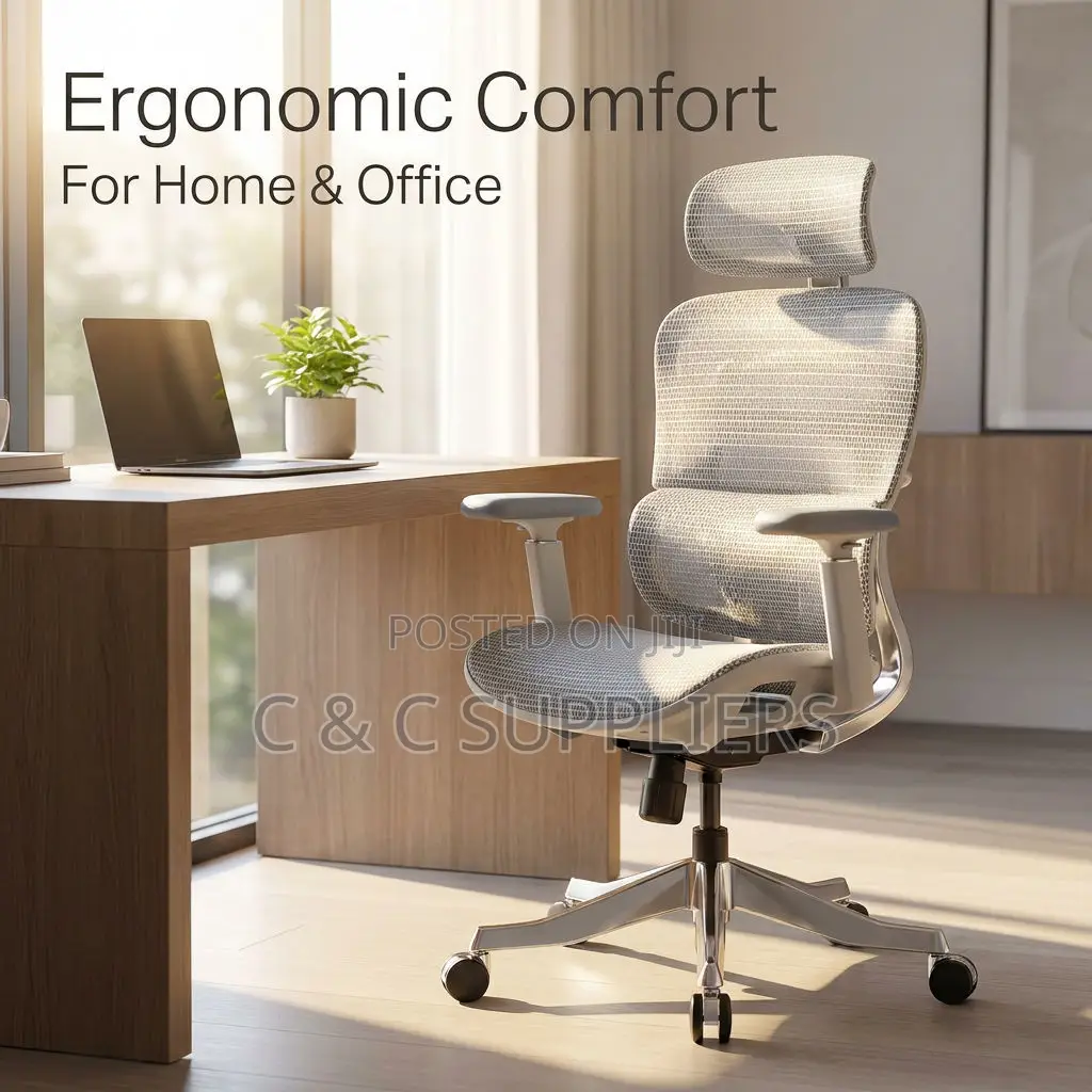 Modern White Ergonomic Study Chair.