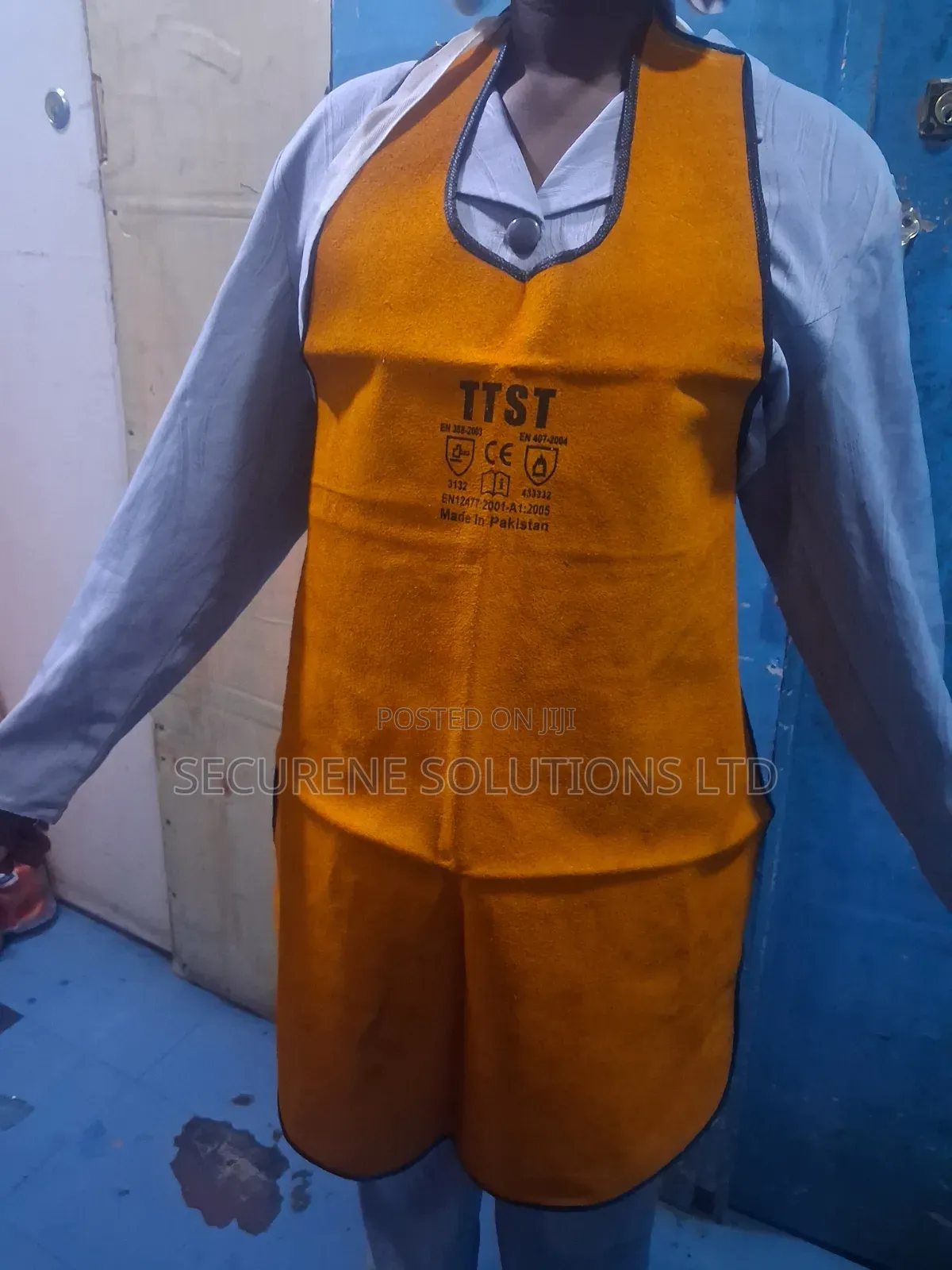 TTST Gray Leather Apron for Industrial Safety