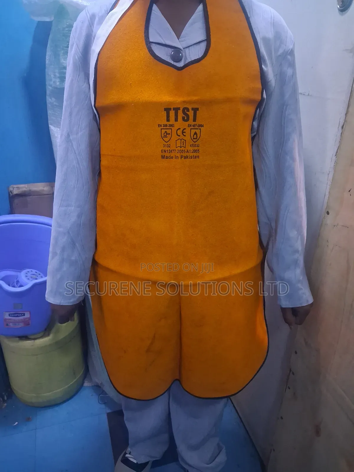 TTST Gray Leather Apron for Industrial Safety