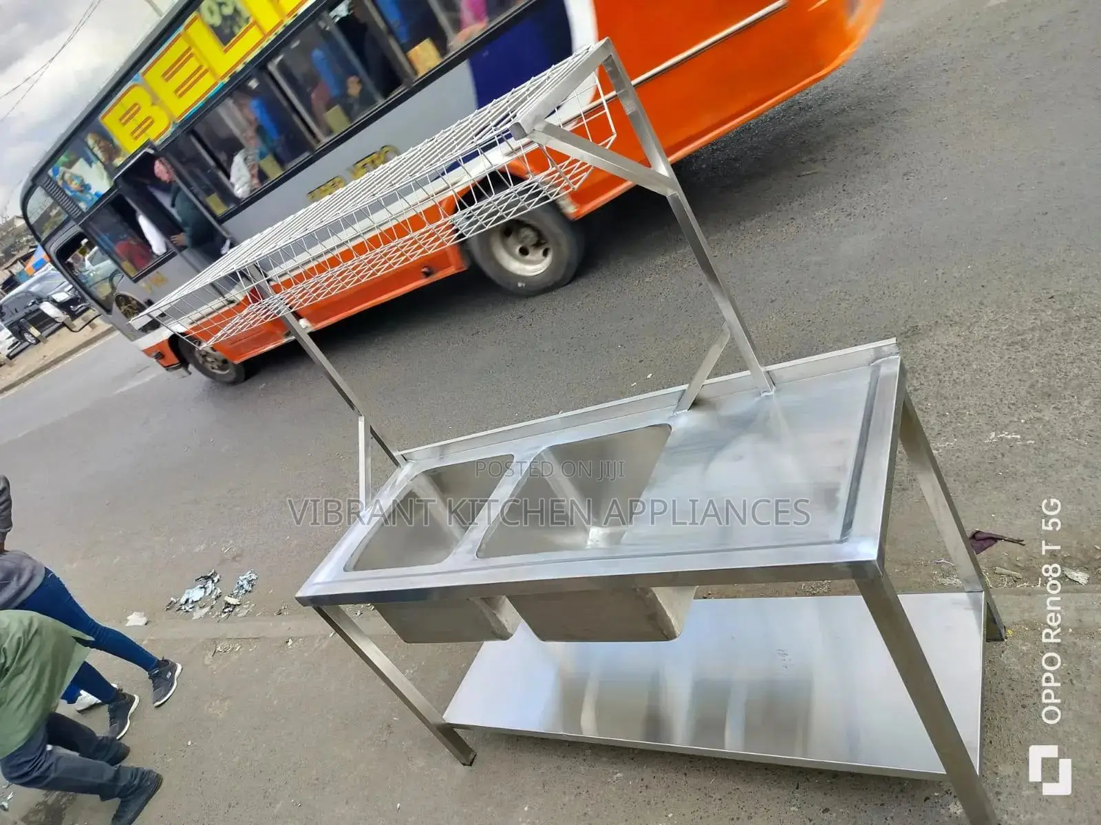 Stainless Steel Double Bowl Sink With Storage Rack