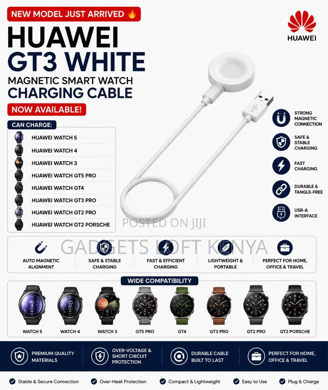 GT3 Magnetic Charger Dock for Huawei Watch 5/4/3 GT SeriesSmartWatches