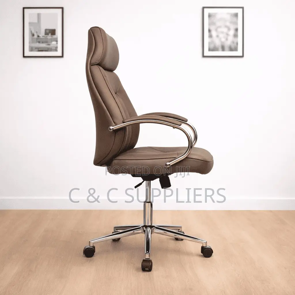 Office Chair; Brown Leather Office Chair