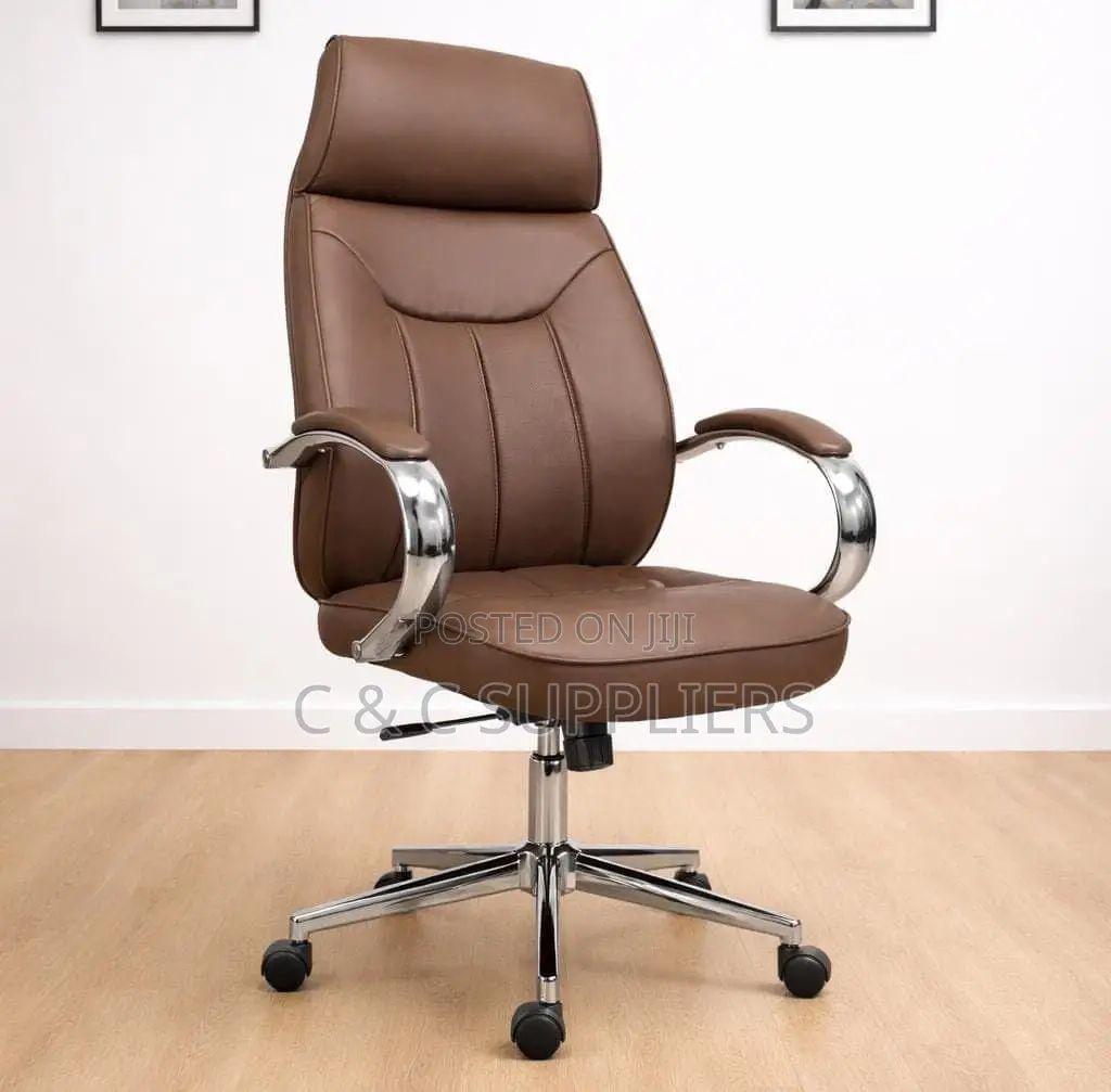 Office Chair; Brown Leather Office Chair