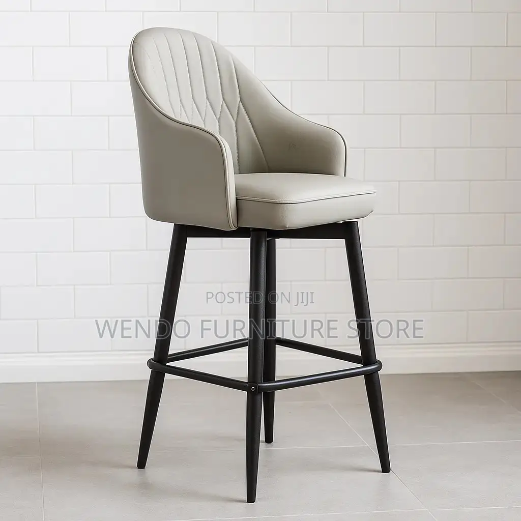 Barstool; Leather Non Swivel Comfortable Bastool