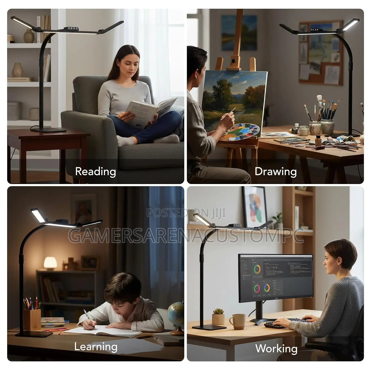 Desk Lamp for Home Office, Adjustable Gooseneck Swinging Arm
