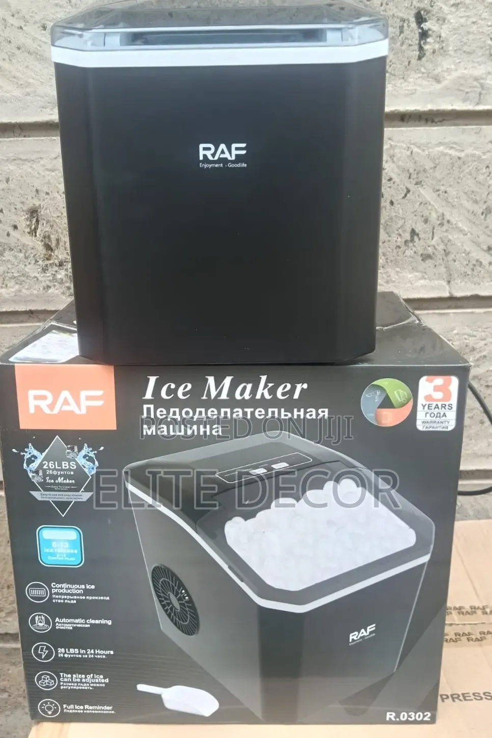 RAF R.0302 Portable Countertop Ice Maker Machine – 12kg/24h