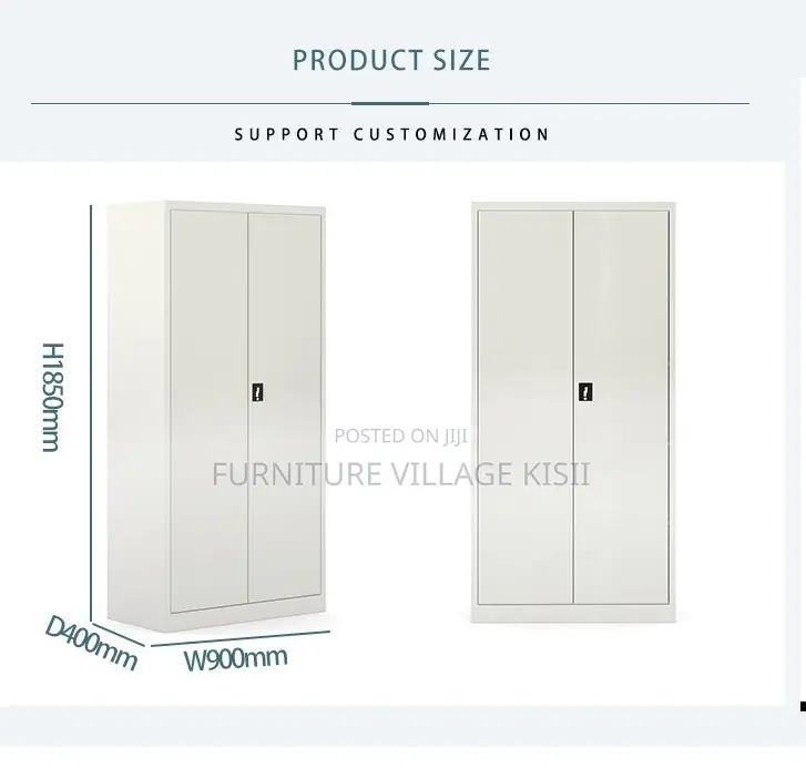 Office Cabinet; 2 Door Metallic Office Cabinet With Adjustable Shelves